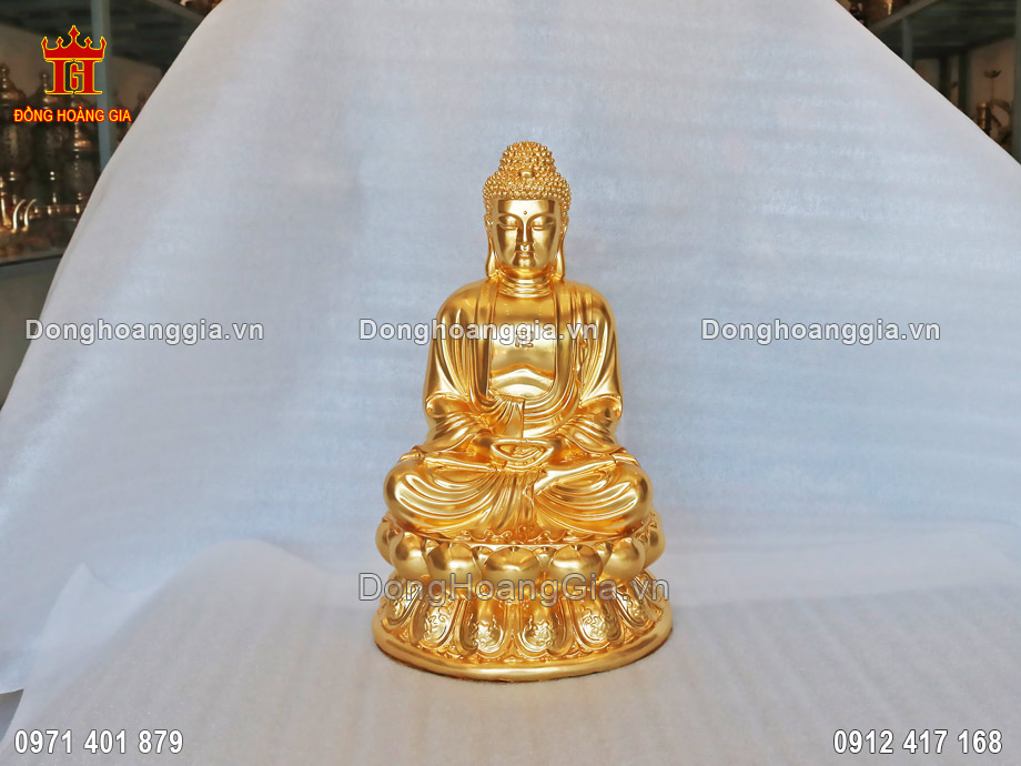 Mẫu tượng Phật A Di Đà bằng đồng mạ vàng 24K thờ cúng tại gia